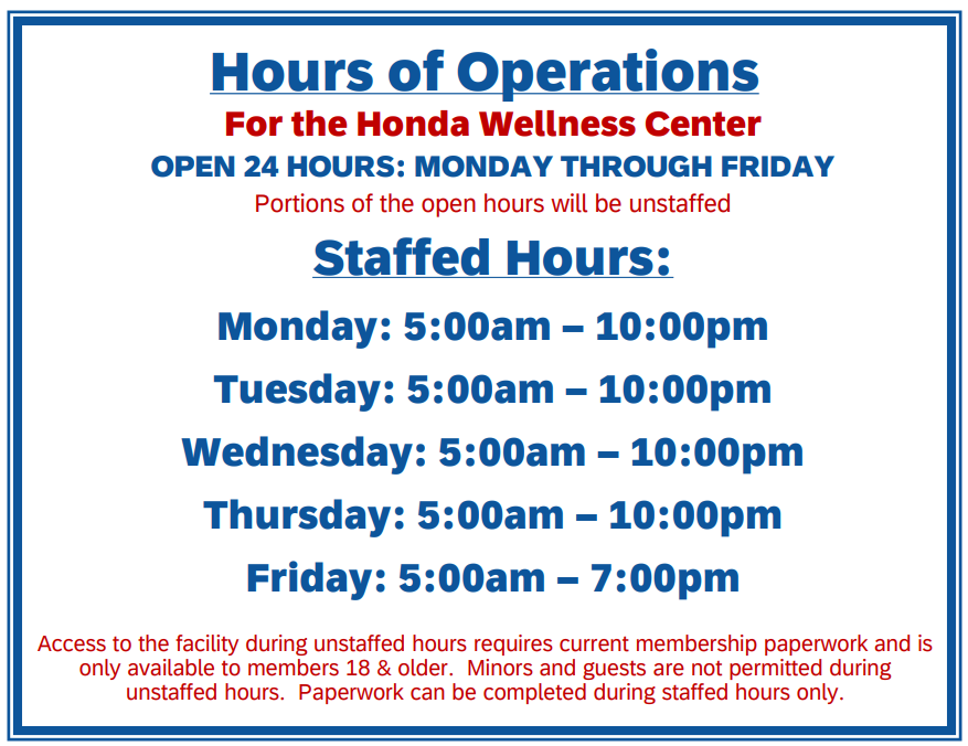 Building Hours of Operations_web 24+staffed Honda Wellness