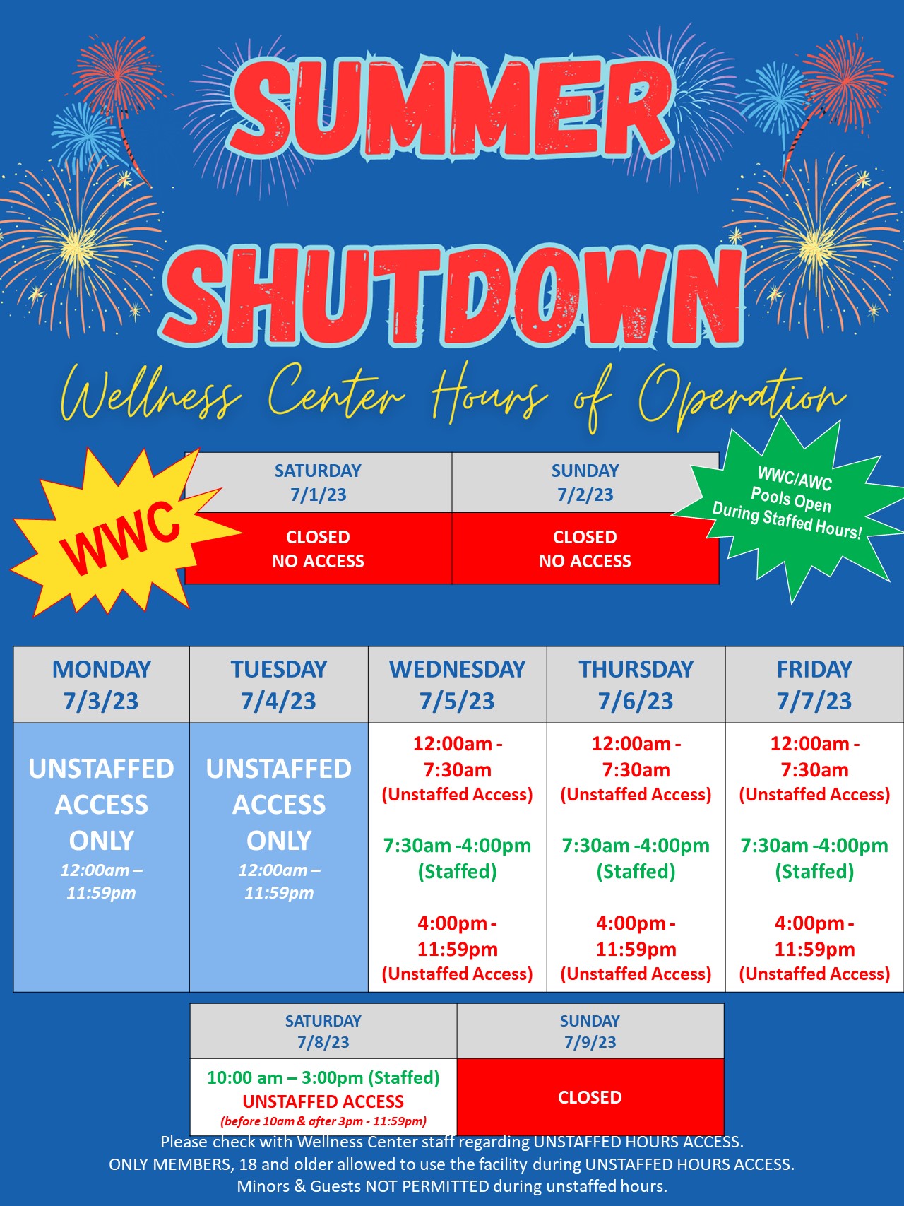 Summer Shutdown WWC web Honda Wellness