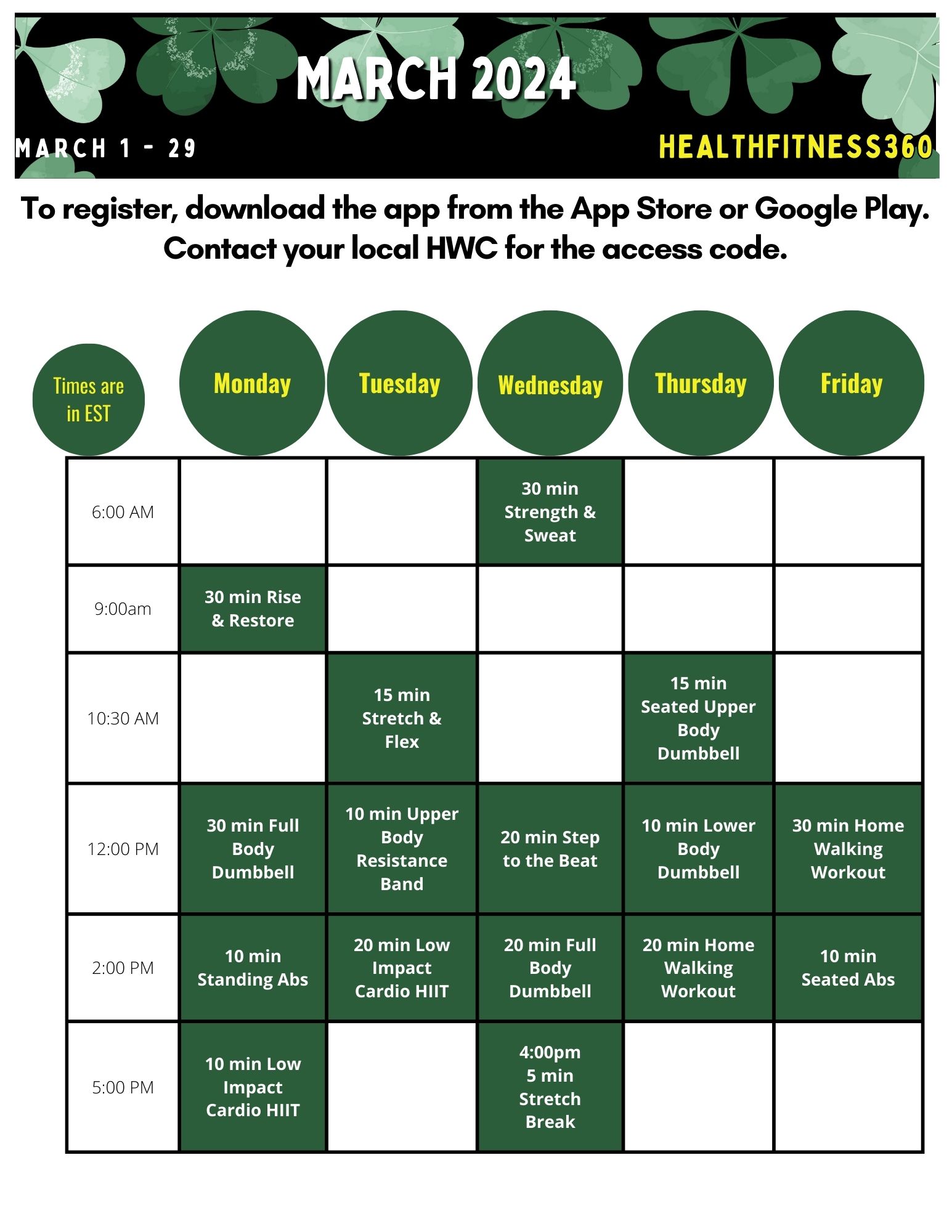 HealthFitness360 Virtual Live Schedule Honda Wellness